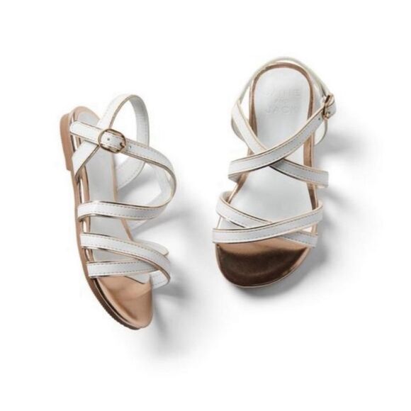 Janie and Jack Metallic Trim Strap Sandal White Size 6 - Picture 1 of 5